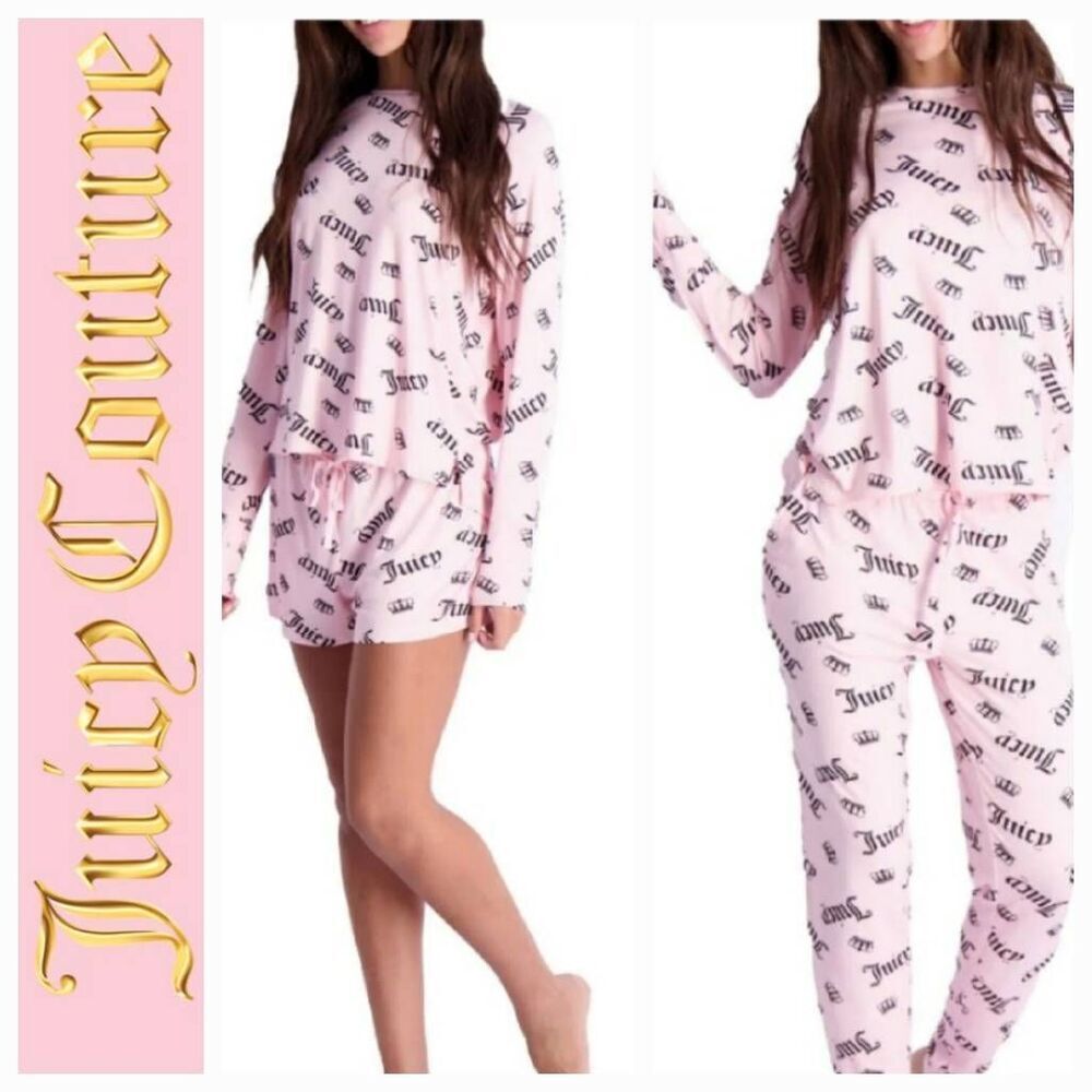 Juicy Couture Juicy Crown Toss Logo 3-Piece Sleepwear Set- Lola Pink